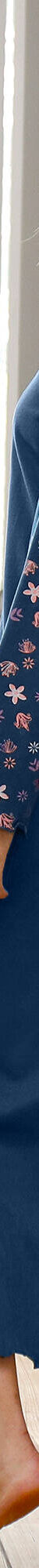 Chemise de nuit imprimée fleurs - manches longues (marine) Chemise de nuit imprimée fleurs - manches longues (marine)